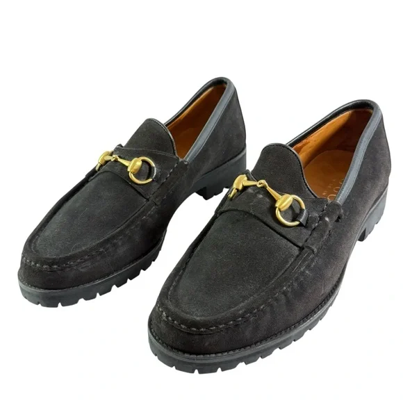 GUCCI Vintage Black Suede Horsebit Men's Loafers Made in Italy 9D - 9.5US - Picture 10 of 12
